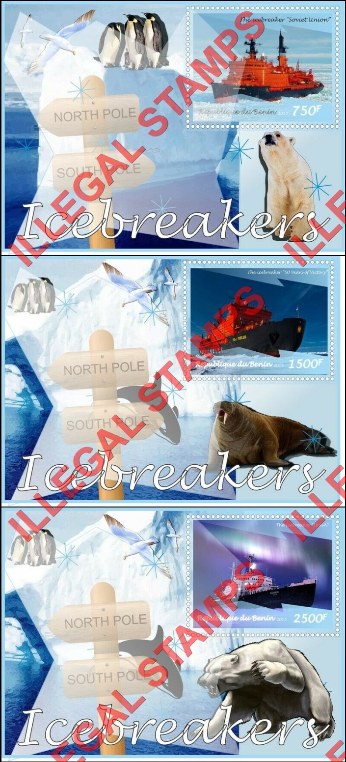Benin 2015 Icebreakers Illegal Stamp Souvenir Sheets of 1 (Part 2)