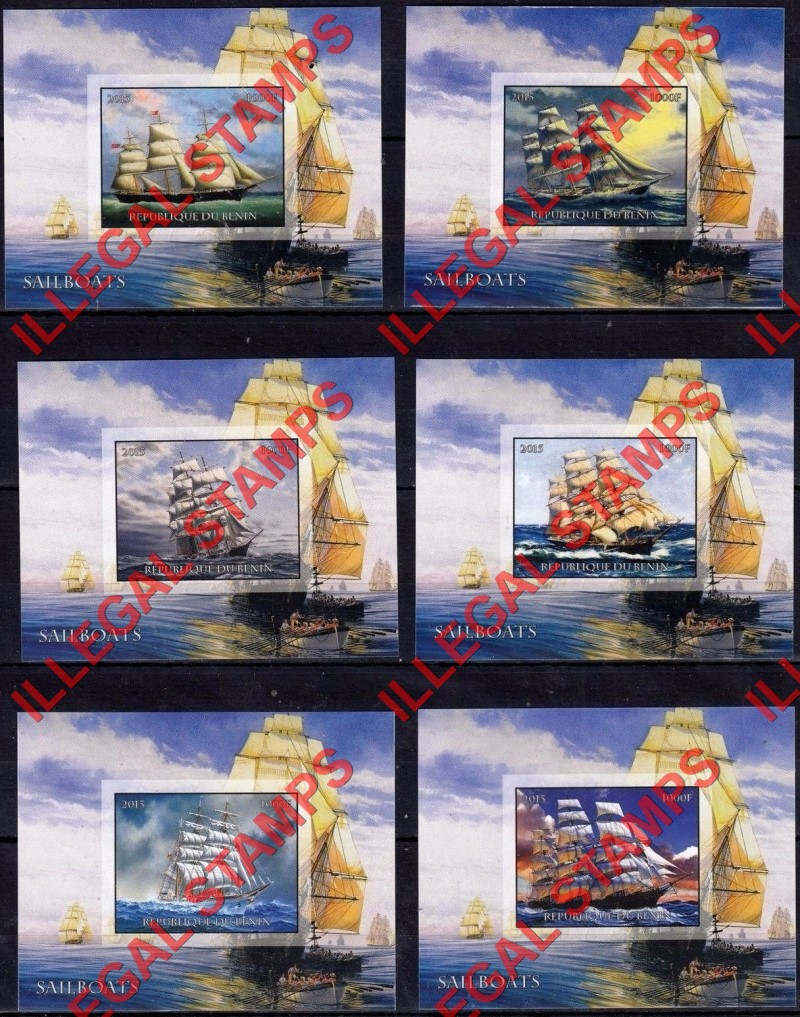Benin 2015 Sailing Ships Illegal Stamp Deluxe Souvenir Sheets of 1