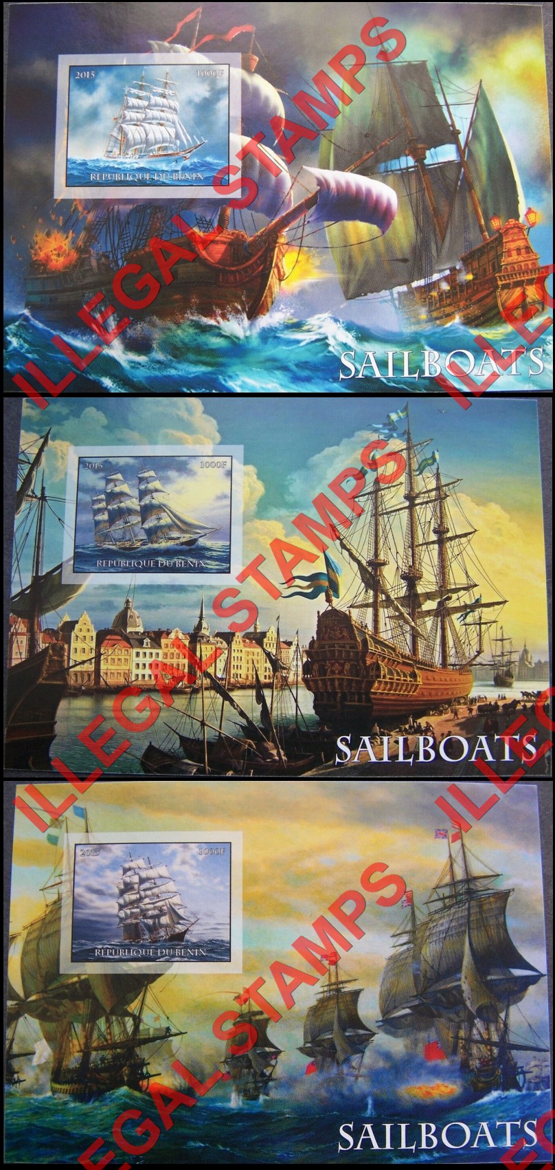 Benin 2015 Sailing Ships Illegal Stamp Souvenir Sheets of 1 (Part 2)