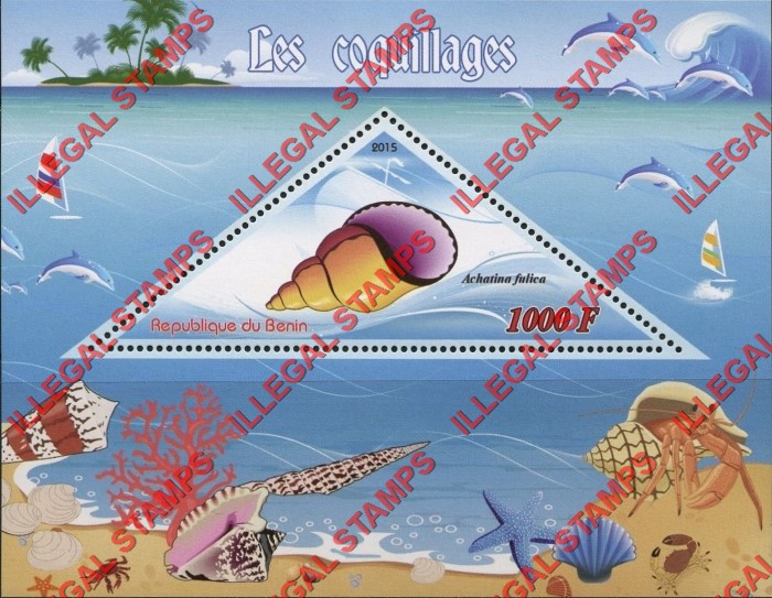 Benin 2015 Shells Illegal Stamp Souvenir Sheet of 1