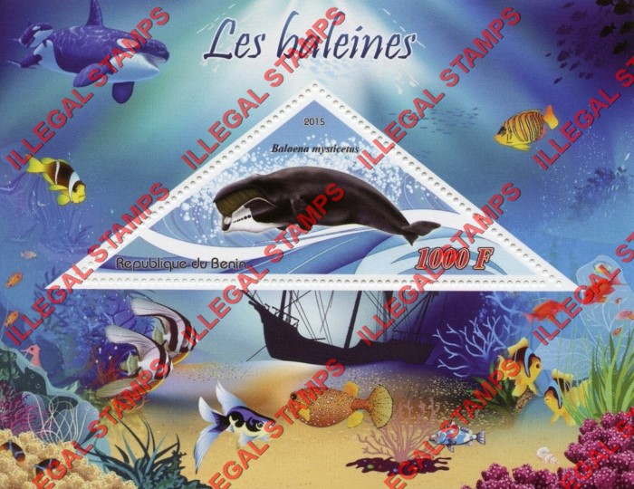 Benin 2015 Whales Illegal Stamp Souvenir Sheet of 1