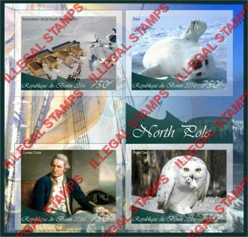 Benin 2016 North Pole Illegal Stamp Souvenir Sheet of 4