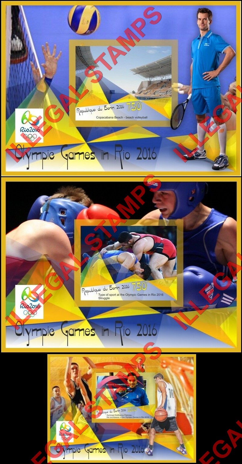 Benin 2016 Olympic Games in Rio Illegal Stamp Souvenir Sheets of 1 (Part 2)