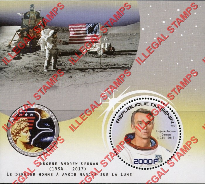 Benin 2017 Apollo 9 Last Man Eugene Cernan Illegal Stamp Souvenir Sheet of 1