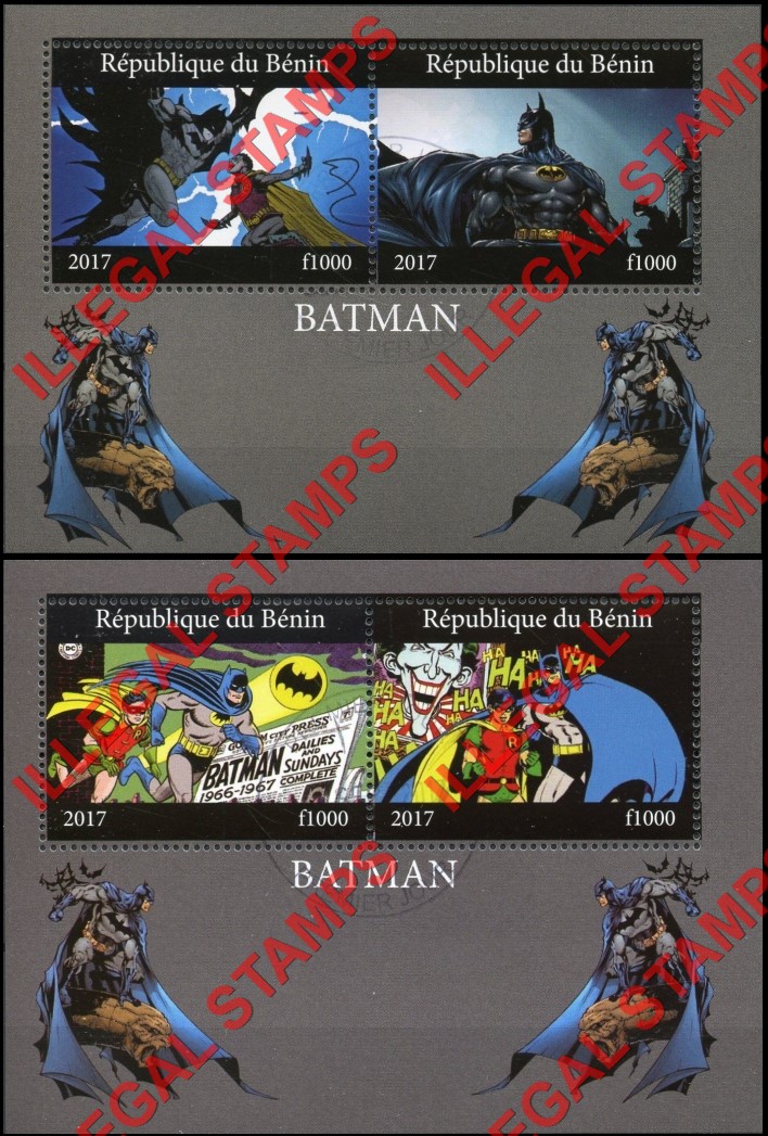 Benin 2017 Batman Illegal Stamp Souvenir Sheets of 2