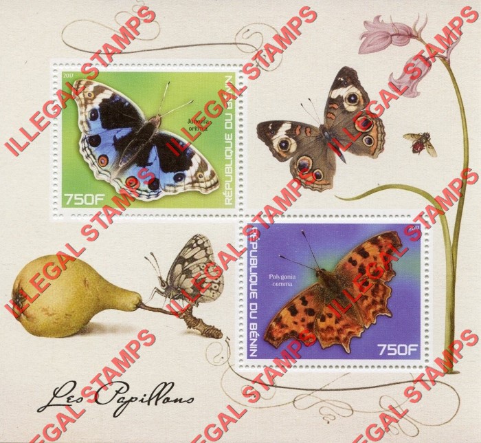 Benin 2017 Butterflies Illegal Stamp Souvenir Sheet of 2