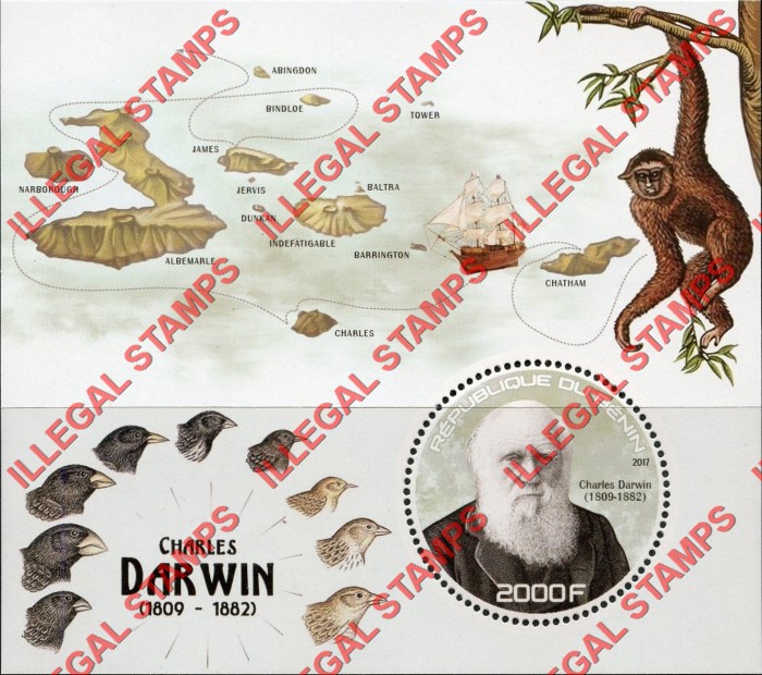Benin 2017 Charles Darwin Illegal Stamp Souvenir Sheet of 1