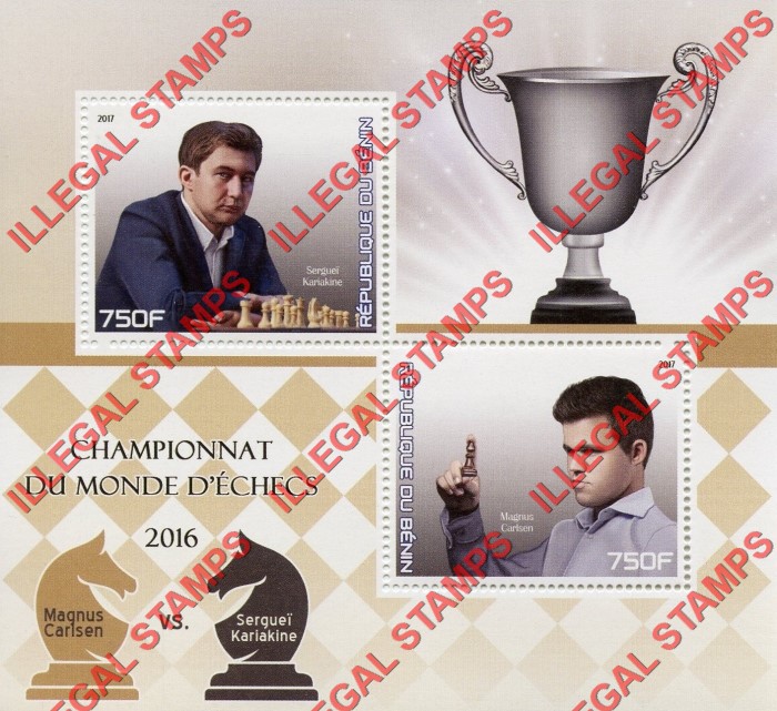 Benin 2017 Chess Illegal Stamp Souvenir Sheet of 2