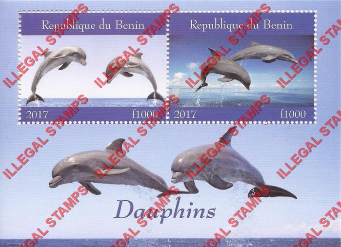 Benin 2017 Dolphins Illegal Stamp Souvenir Sheet of 2
