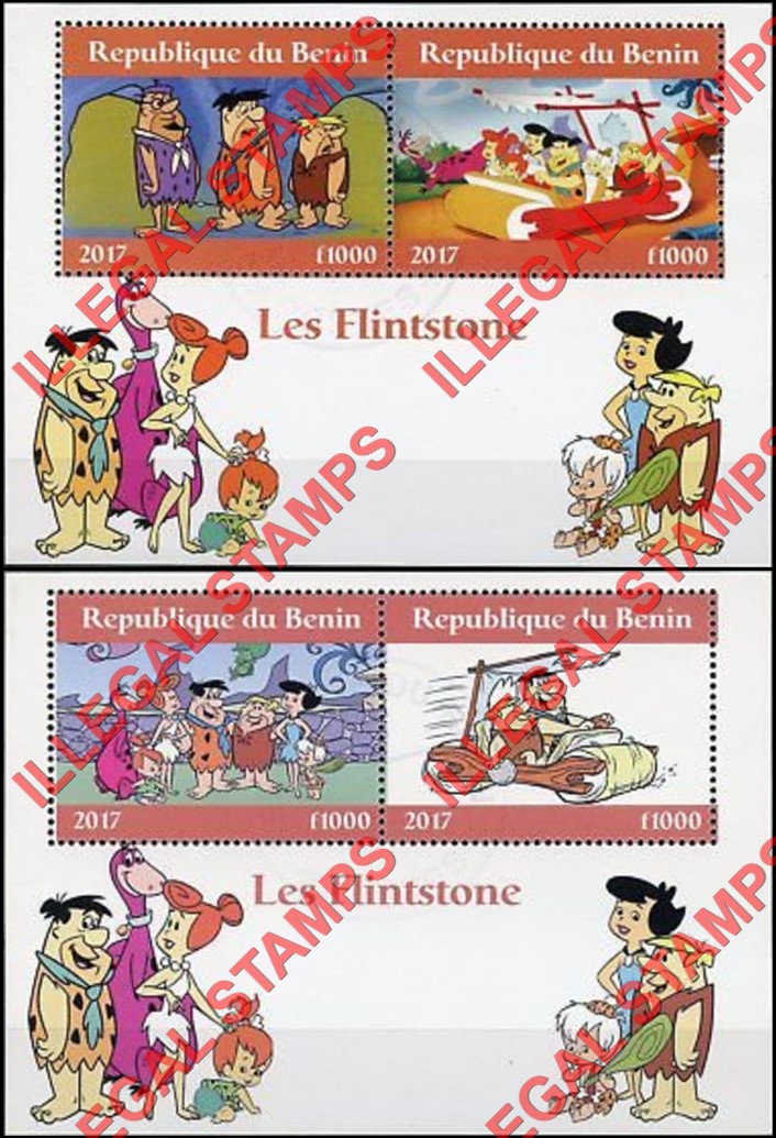 Benin 2017 The Flintstones Illegal Stamp Souvenir Sheets of 2