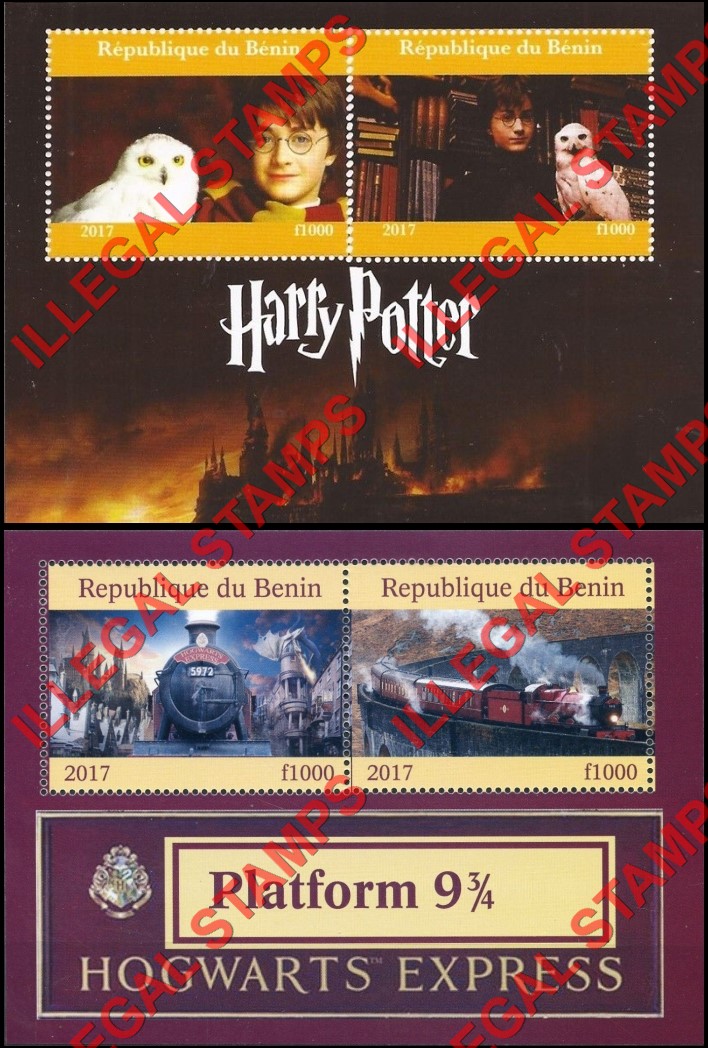 Benin 2017 Harry Potter Illegal Stamp Souvenir Sheets of 2