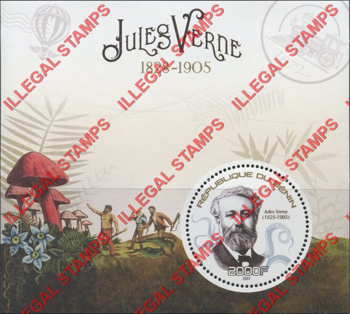 Benin 2017 Jules Verne Illegal Stamp Souvenir Sheet of 1