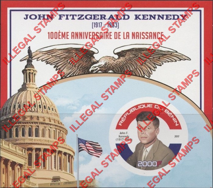Benin 2017 John F. Kennedy Illegal Stamp Souvenir Sheet of 1