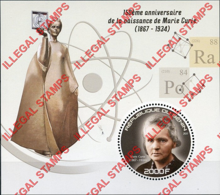 Benin 2017 Marie Curie Illegal Stamp Souvenir Sheet of 1