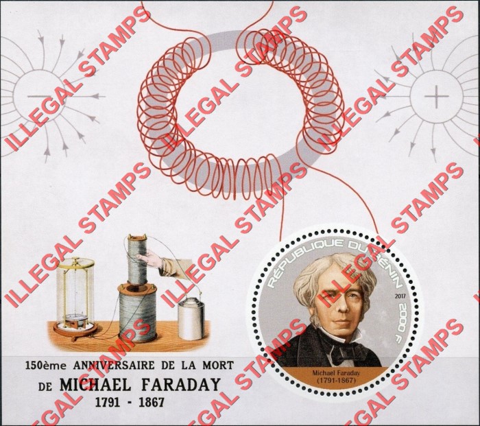 Benin 2017 Michael Faraday Illegal Stamp Souvenir Sheet of 1