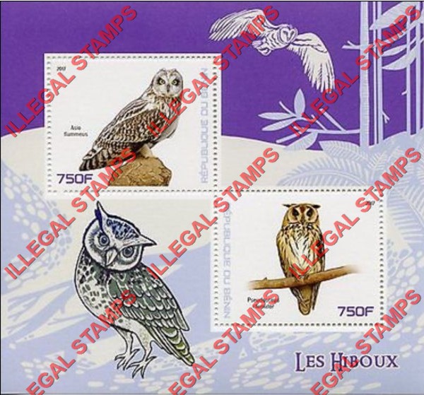 Benin 2017 Owls Illegal Stamp Souvenir Sheet of 2