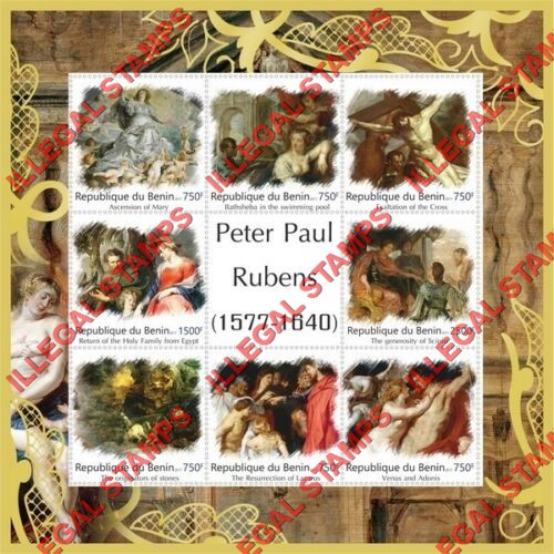 Benin 2017 Paintings Peter Paul Rubens Illegal Stamp Souvenir Sheet of 8