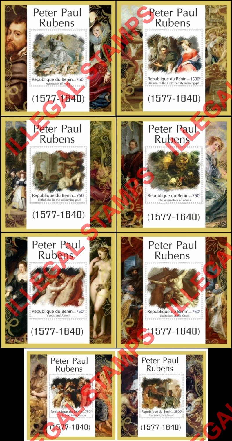 Benin 2017 Paintings Peter Paul Rubens Illegal Stamp Souvenir Sheets of 1