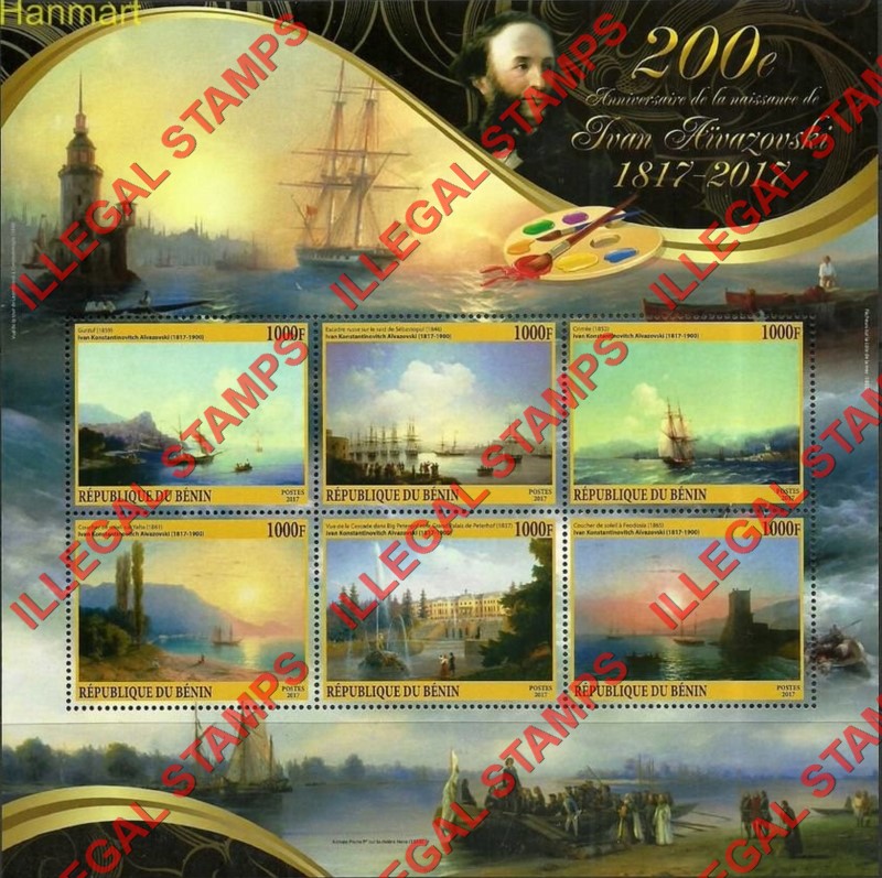 Benin 2017 Sailing Ships Paintings Illegal Stamp Souvenir Sheet of 2