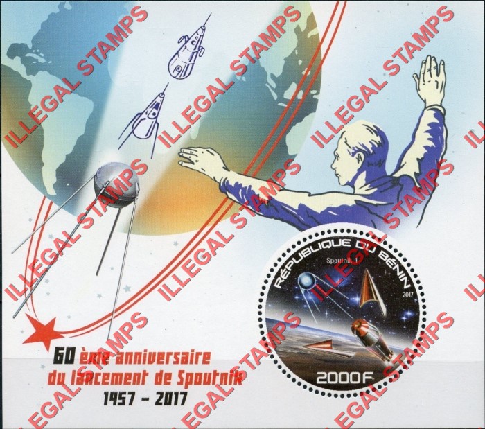Benin 2017 Sputnik 1 Illegal Stamp Souvenir Sheet of 1