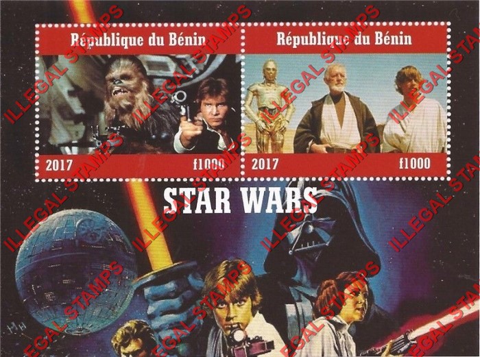 Benin 2017 Star Wars Illegal Stamp Souvenir Sheet of 2