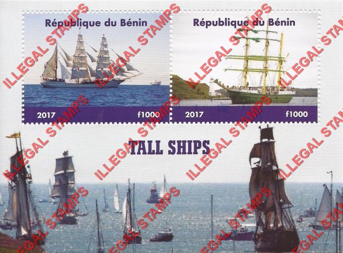 Benin 2017 Tall Ships Illegal Stamp Souvenir Sheet of 2