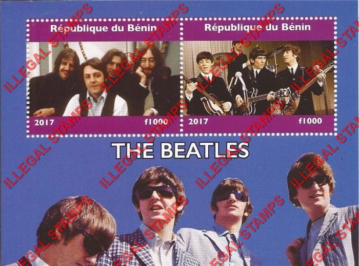 Benin 2017 The Beatles Illegal Stamp Souvenir Sheet of 2
