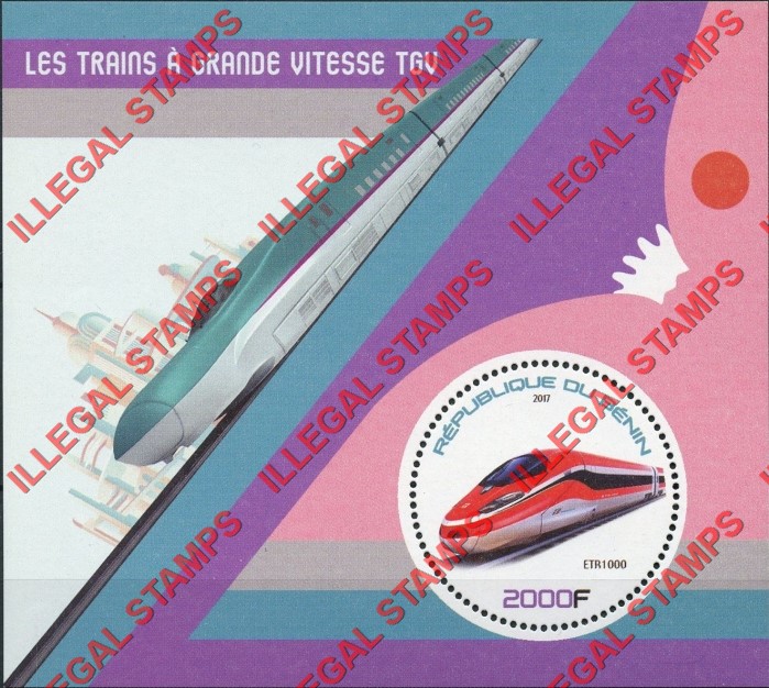 Benin 2017 Trains High Speed Illegal Stamp Souvenir Sheet of 1