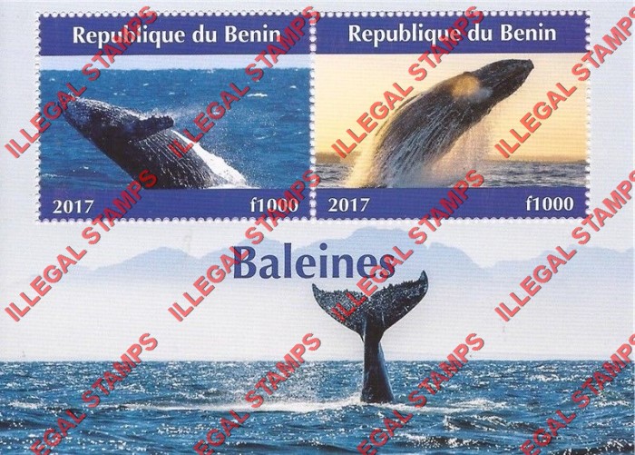 Benin 2017 Whales Illegal Stamp Souvenir Sheet of 2