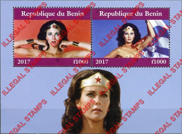 Benin 2017 Wonderwoman Illegal Stamp Souvenir Sheet of 2