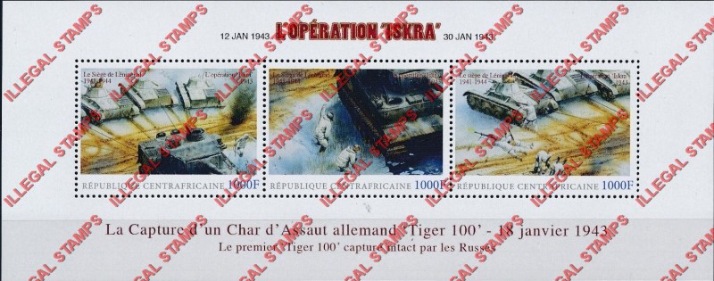 Central African Republic 2011 Siege of Leningrad Illegal Stamp Souvenir Sheet of 3 (Sheet 2)
