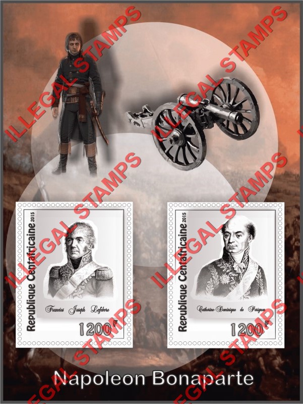 Central African Republic 2015 Napoleon and Different Marshals Illegal Stamp Souvenir Sheet of 2