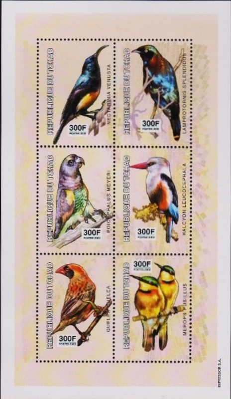 Chad 2003 Birds Souvenir Sheet of 6 Scott Number 965