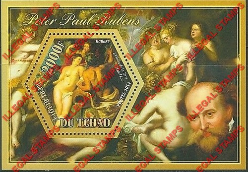 Chad 2014 Paintings Peter Paul Rubens Illegal Hexagon Stamps in Souvenir Sheet of 1