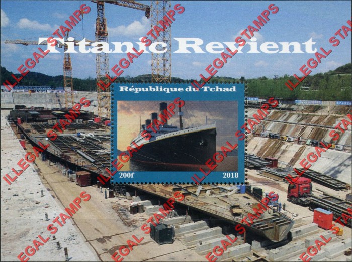 Chad 2018 Titanic Revisited Illegal Stamps in Souvenir Sheet of 1