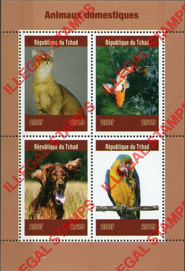 Chad 2019 Domestic Animals Illegal Stamps in Souvenir Sheet of 4