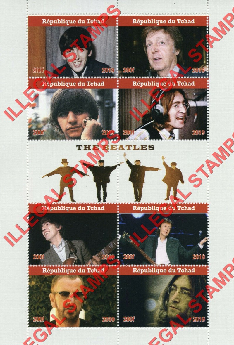 Chad 2019 The Beatles Illegal Stamps in Souvenir Sheet of 8