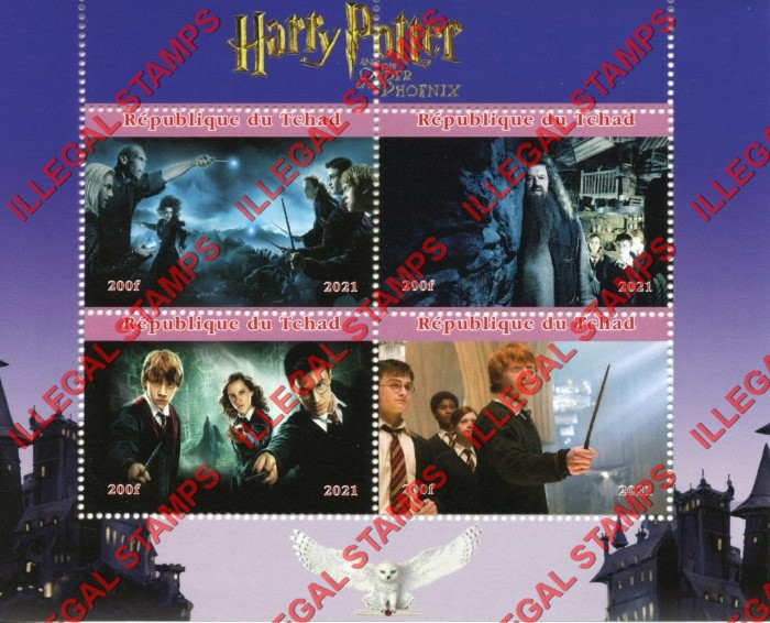 Chad 2021 Harry Potter and the Order of the Phoenix Illegal Stamps in Souvenir Sheet of 4