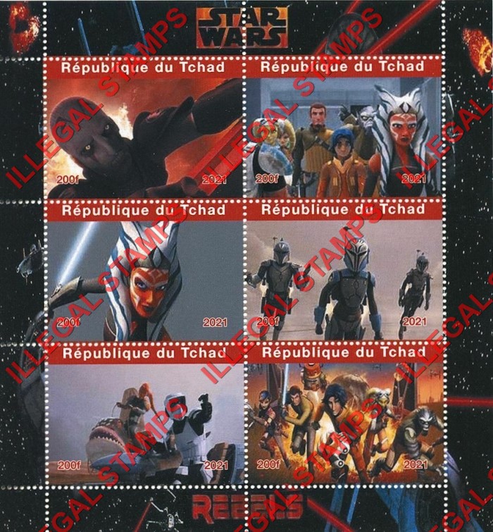 Chad 2021 Star Wars Rebels Illegal Stamps in Souvenir Sheet of 6