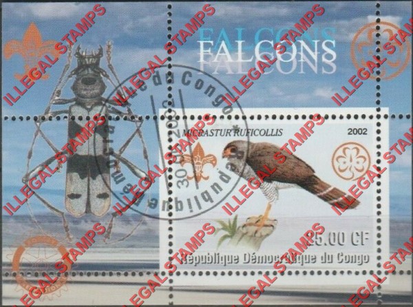Congo Democratic Republic 2002 Birds Falcons Illegal Stamp Souvenir Sheet of 1