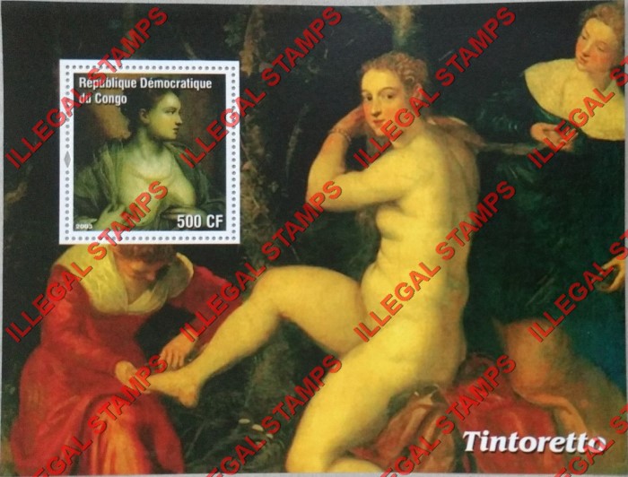Congo Democratic Republic 2003 Paintings Tintoretto Illegal Stamp Souvenir Sheet of 1