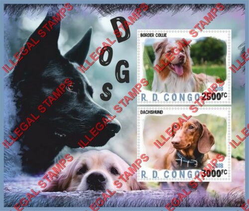 Congo Democratic Republic 2018 Dogs Illegal Stamp Souvenir Sheet of 2