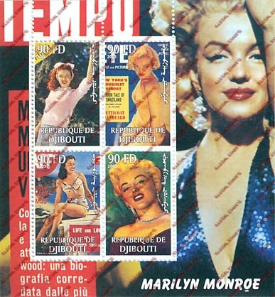 Djibouti 2004 Marilyn Monroe Illegal Stamp Souvenir Sheet of 4