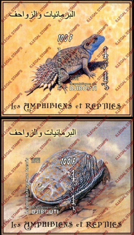 Djibouti 2010 Amphibians and Reptiles Illegal Stamp Souvenir Sheets of 1