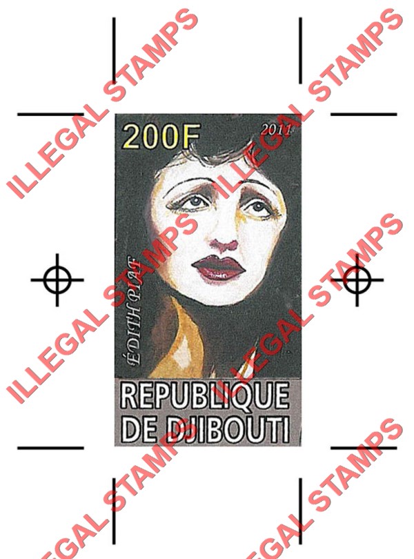 Djibouti 2011 Great French Pop Singers Illegal Stamp Fake Proof