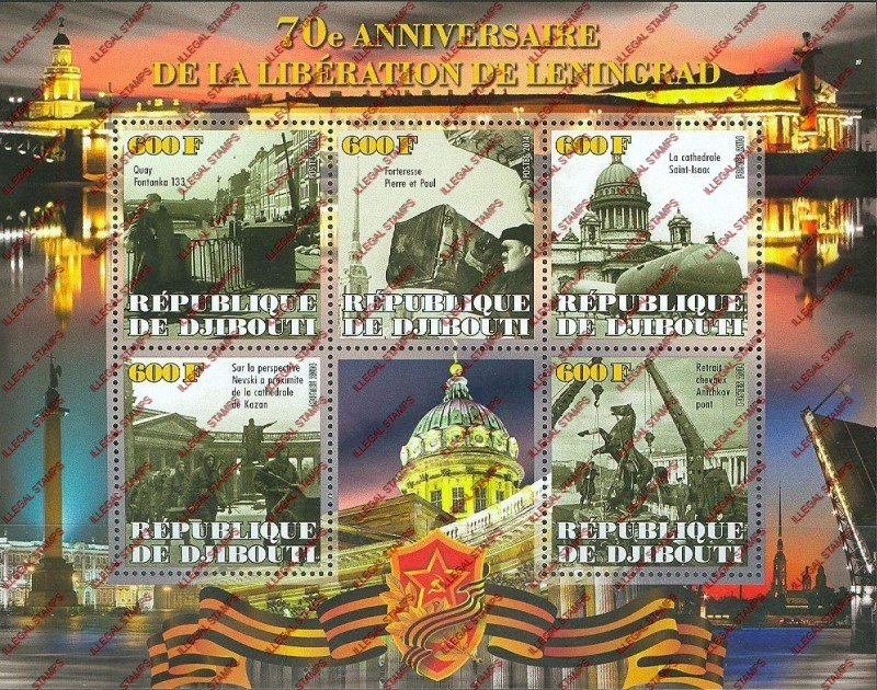 Djibouti 2014 Liberation of Leningrad Illegal Stamp Souvenir Sheet of 5