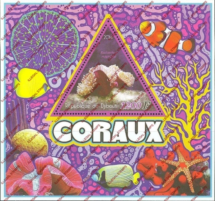 Djibouti 2014 Marine Coral Illegal Stamp Souvenir Sheet of 1