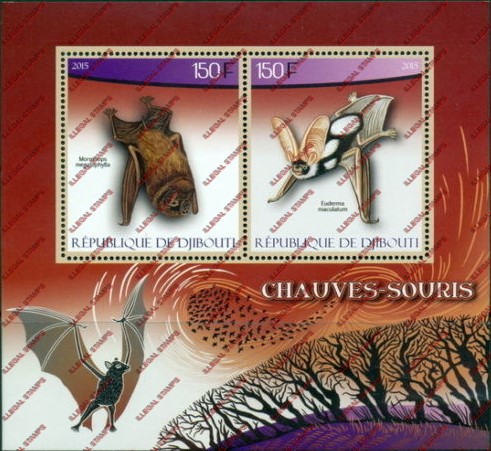 Djibouti 2015 Bats Illegal Stamp Souvenir Sheet of 2