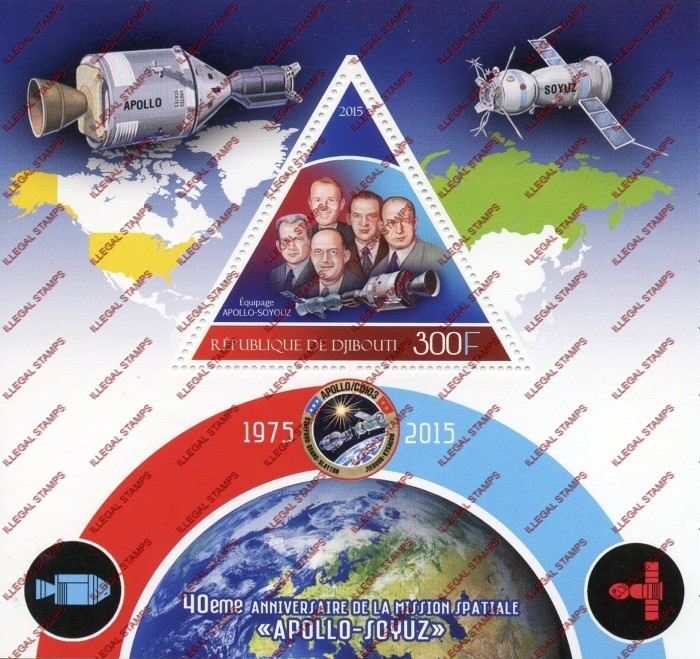 Djibouti 2015 Space Apollo-Soyuz Illegal Stamp Souvenir Sheet of 1