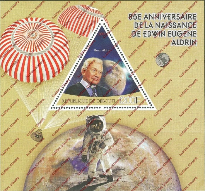 Djibouti 2015 Space Buzz Aldrin Illegal Stamp Souvenir Sheet of 1